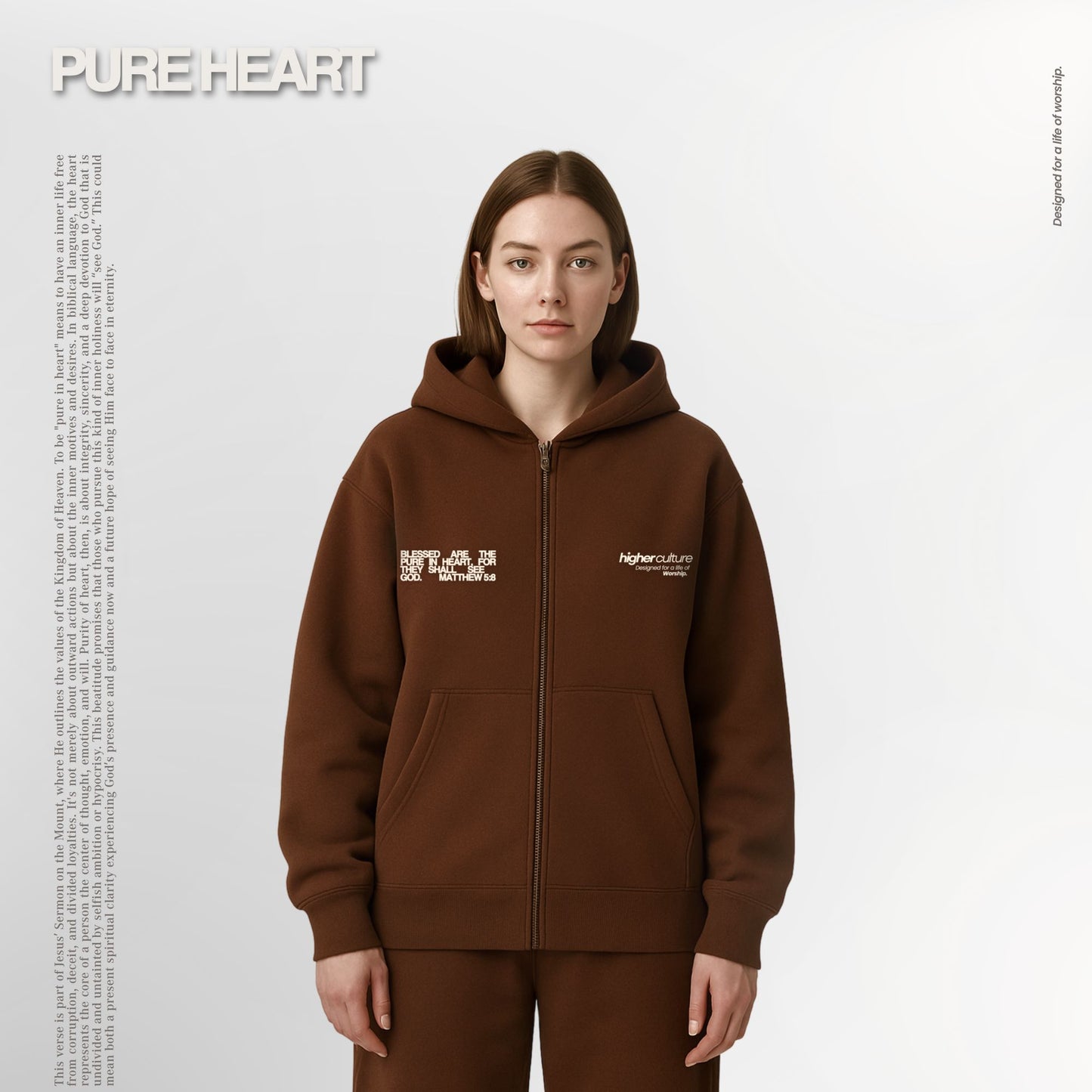 Pure Heart/Brown Zip Hoodie