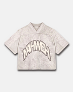 Stone YHWH Jersey by Higher Culture featuring large arched graphic lettering.